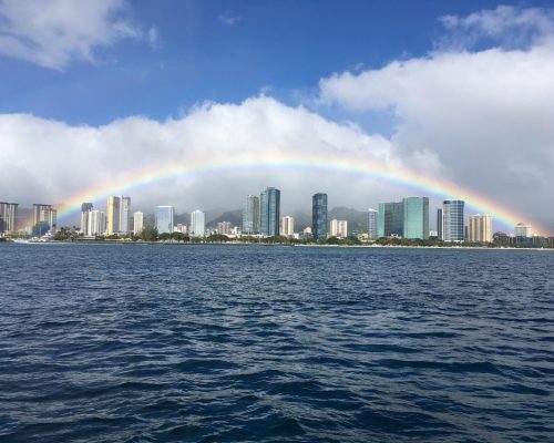 Rainbows on the Scenic Waikiki Cruise with Ocean Adventures Hawaii